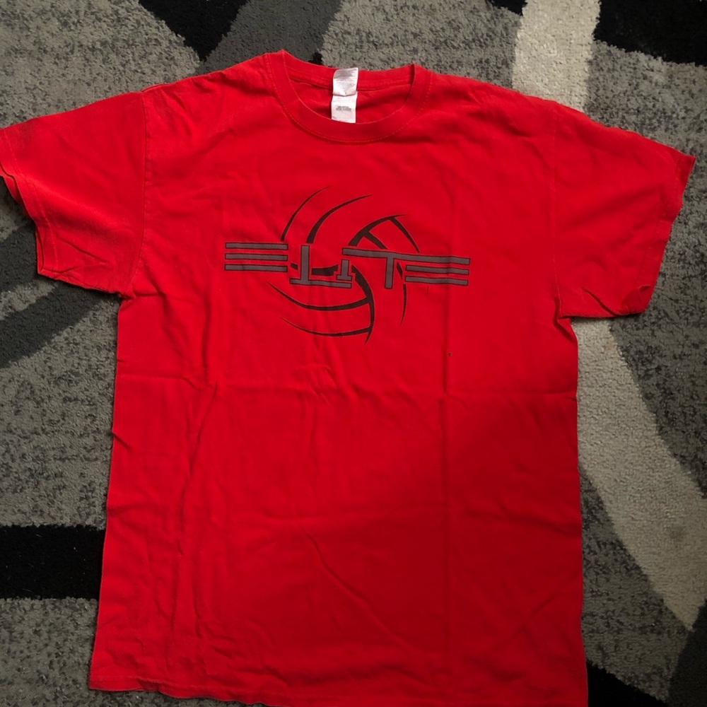 Classic Red Short Sleeve Tee with Black Graphic